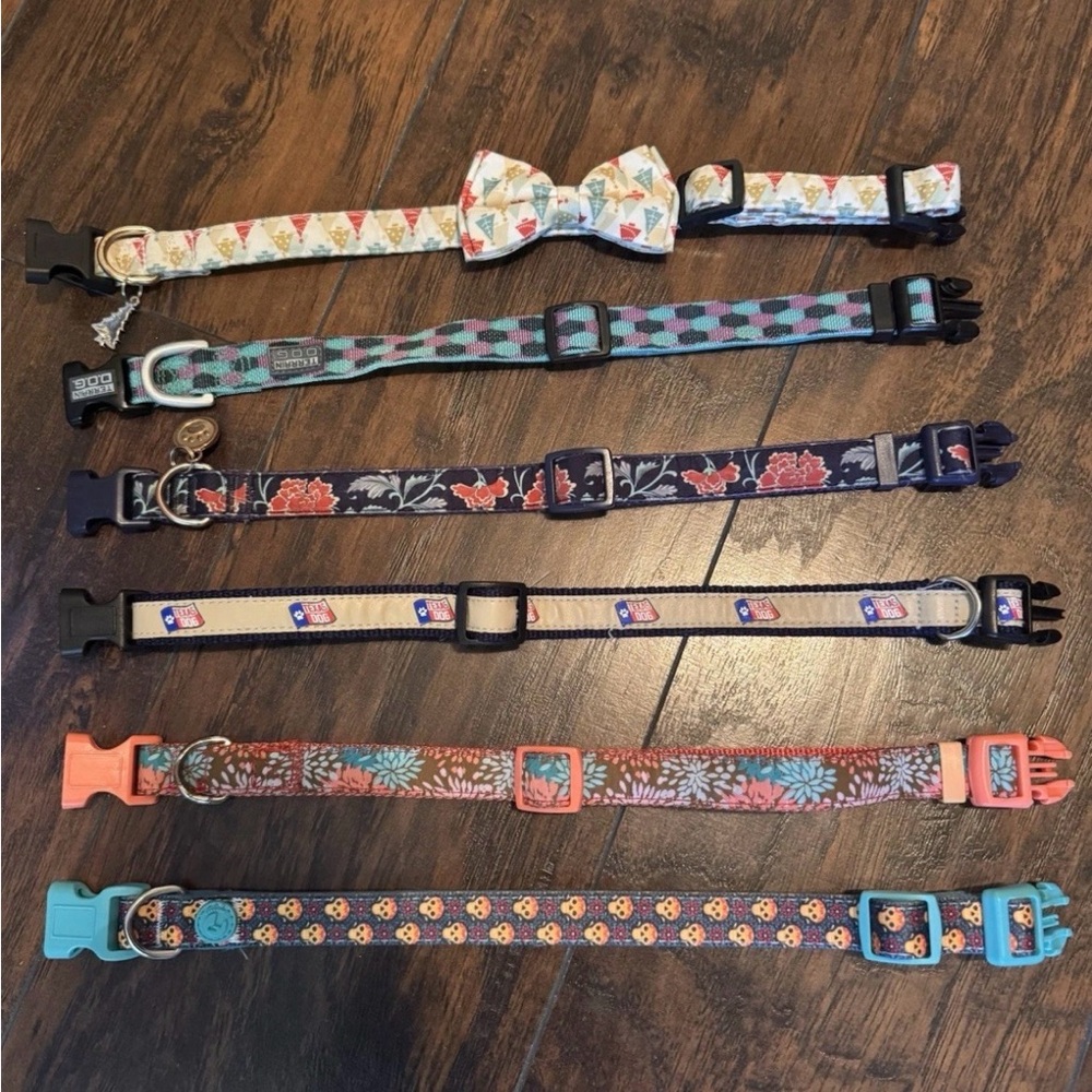 Dog Collars‎ Size Medium Lot of 6 Multiple Patterns/Holidays Spring Floral
